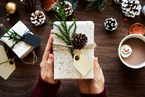 Gifts adorned with pine cones